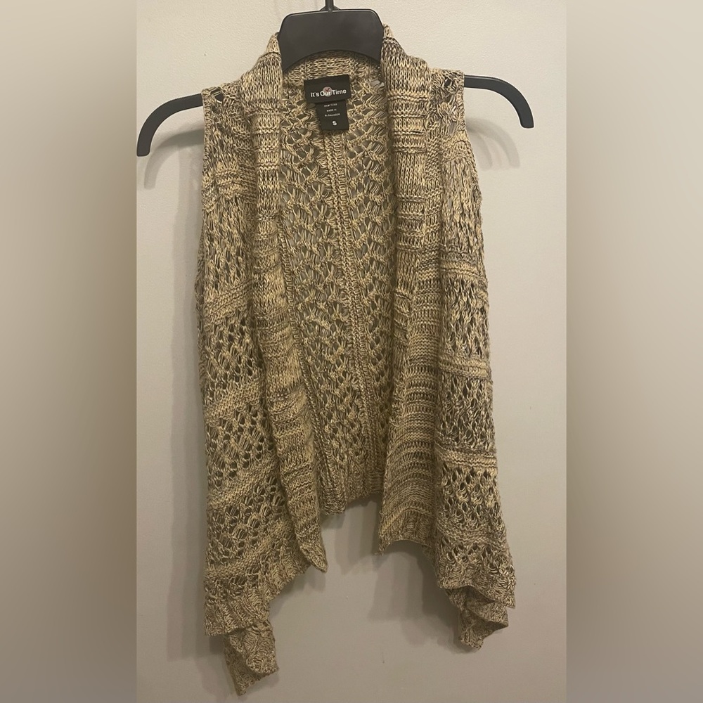 Women's Beige Open Knit Cardigan